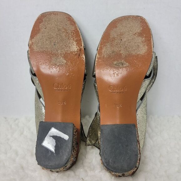 Chloe Nellie Crystal Embellished Top Knot Women's Gray Gkitter Block Heel Sandal - Picture 10 of 12